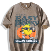 Life Is Just Easy Peasy Lemon Squeezy Matching Father Son Vintage Washed T-Shirt in Brown
