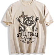Still Feral Just Forgiven Vintage Washed T-Shirt in Beige