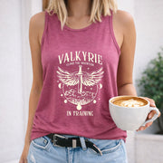 Valkyrie Climb the Mountain in Training Crew-neck Women's Color Cotton Tank Top in Red