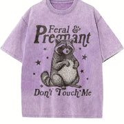 Feral and Pregnant Don't Touch Me Vintage Washed T-Shirt in Purple