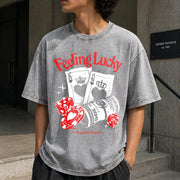 Feeling Lucky Casino Vintage Washed T-Shirt in Gray