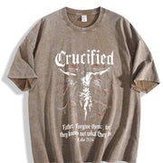 Crucified 90s Retro Jesus Cross ® Vintage Washed T-Shirt in Brown