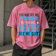 Never Give Up Vintage Washed T-Shirt in Red