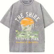 The Shire Lord of The Rings - National Park - Homeland of vintage washed oversized T-shirt in Gray