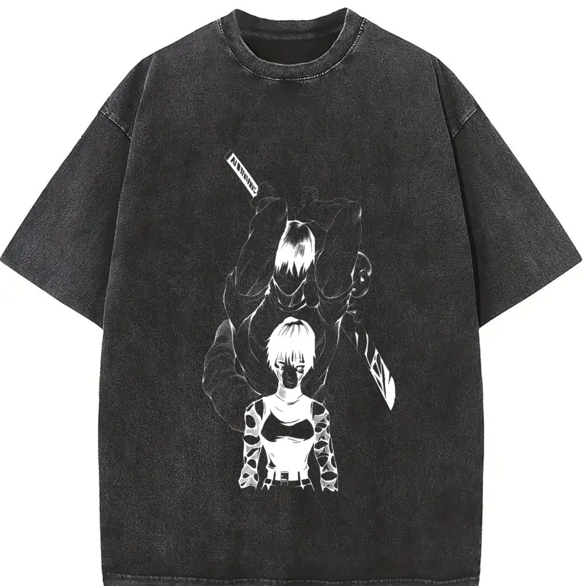 Jujutsu Kaisen Maki & Toji vintage washed oversized T-shirt in Black
