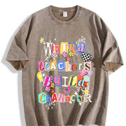 Weird Teachers Build Character Vintage Washed T-Shirt in Brown