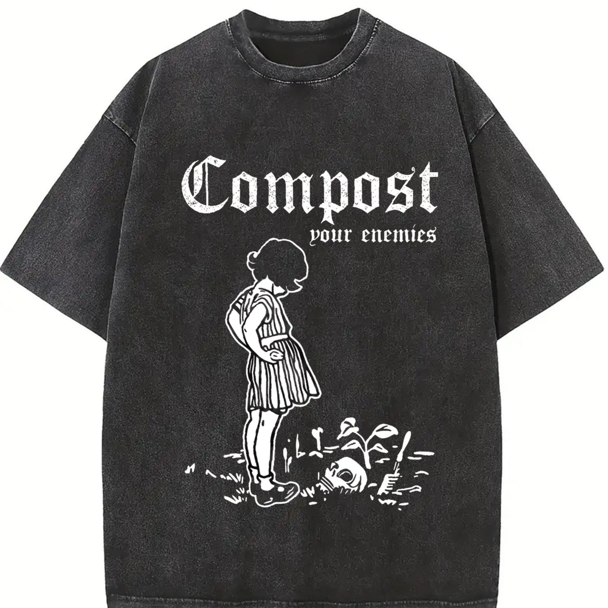 Compost Your Enemies Vintage Washed T-Shirt in Black