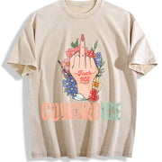 Cowardice Anti Ice Vintage Washed T-Shirt in Beige