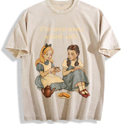 Illustration Sarcastic Humor Vintage Washed T-Shirt in Beige