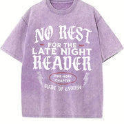 No Rest for the Late Night Reader vintage washed oversized T-shirt in Purple