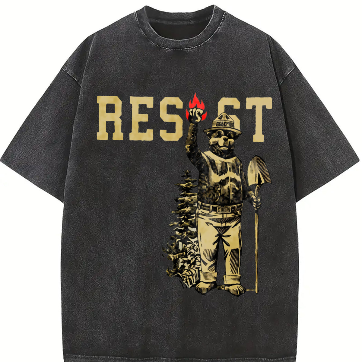 Smokey Bear Resist Vintage Washed T-Shirt in Black