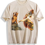 The Creation of Cat Vintage Washed T-Shirt in Beige