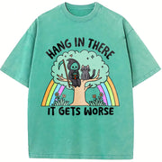 Hang in There It Gets Worse Vintage Washed T-Shirt in Blue
