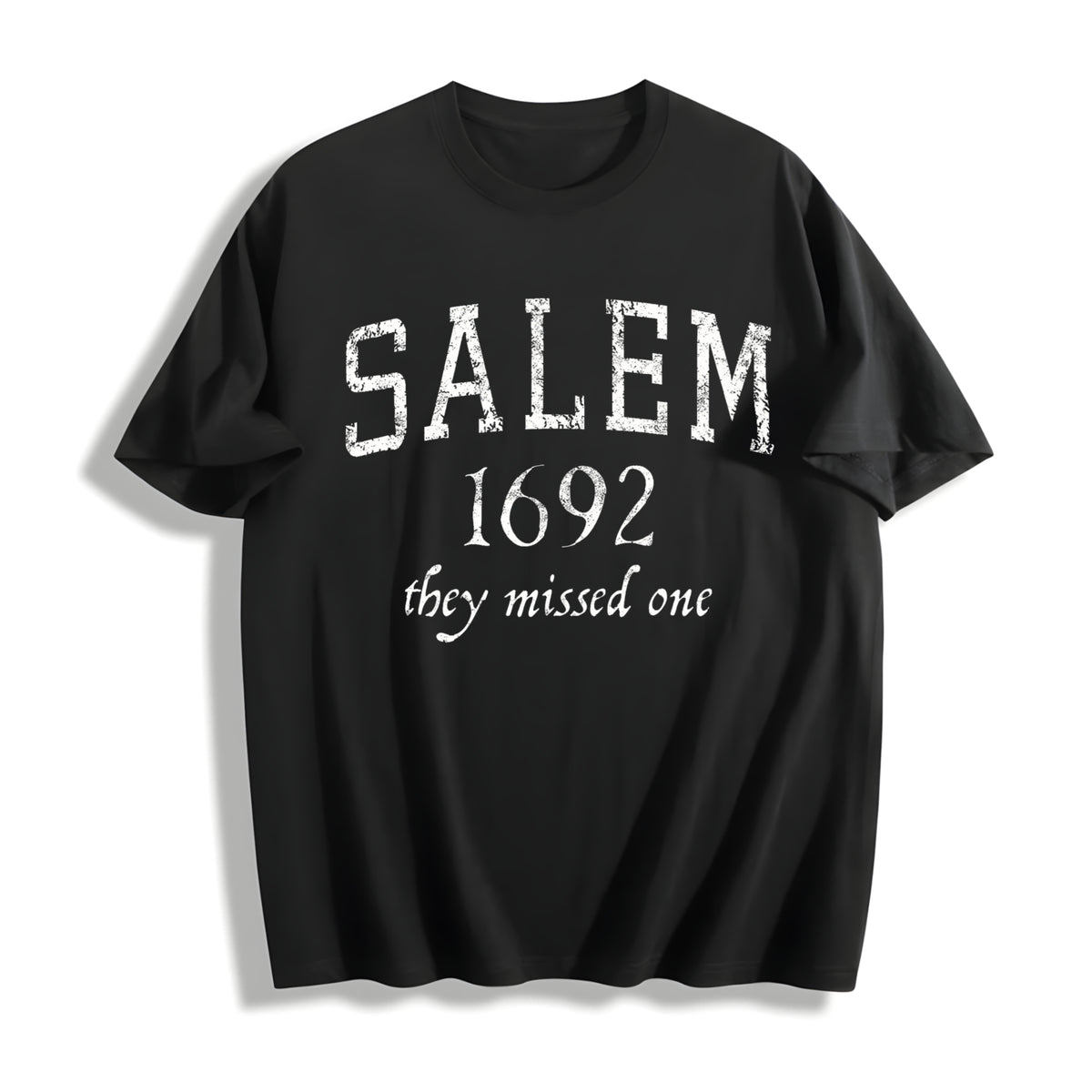 Salem Mass 1692 Halloween Witch Broom Joke for Ladies Cute Cotton T-Shirt in Black