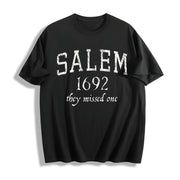 Salem Mass 1692 Halloween Witch Broom Joke for Ladies Cute Cotton T-Shirt in Black