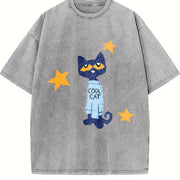 Halloween/Christmas Geometric Vintage Washed T-Shirt in Gray