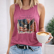 Land of the Free Because of the Brave Women's Color Cotton Tank Top in Red