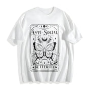 Butterfly Knitted Loose-fitting Cotton T-Shirt in White