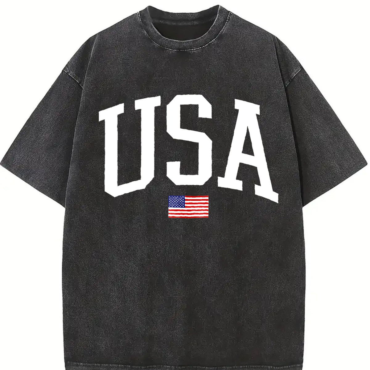 USA Flag America Patriotic vintage washed oversized T-shirt in Black