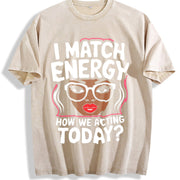 I Match Energy vintage washed oversized T-shirt in Beige