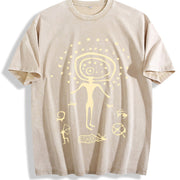Shamanic Petroglyph Vintage Washed T-Shirt in Beige