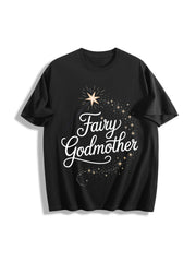 Fairy Godmother Baptism Proposal Cotton T-Shirt in Black