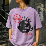 No Squares Retro Street Distressed Vintage Washed T-Shirt in Purple