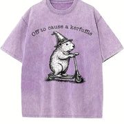 Off to Cause a Kerfuffle Vintage Washed T-Shirt in Purple