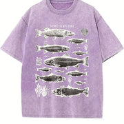 Northern Pike Fish 90s Vintage Washed T-Shirt in Purple