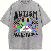Autism Acceptance Mom Autism Vintage Washed T-Shirt in Gray