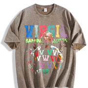 8AM IN CHARLOTTE For All The Dogs Virgil Tribute Hate vintage washed oversized T-shirt in Brown