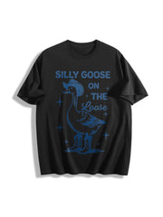 Retro Silly Goose Silly Goose on the Loose Cotton T-Shirt in Black
