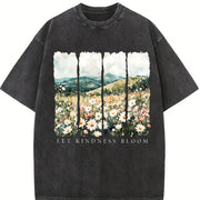 Let Kindness Bloom Vintage Washed T-Shirt in Black
