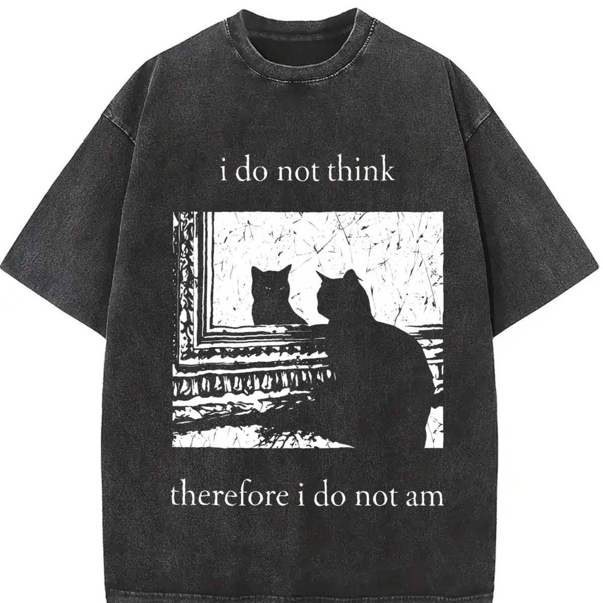 Black Cat 1pc Water Vintage Washed T-Shirt in Black
