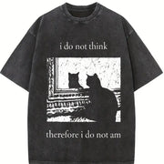 Black Cat 1pc Water Vintage Washed T-Shirt in Black