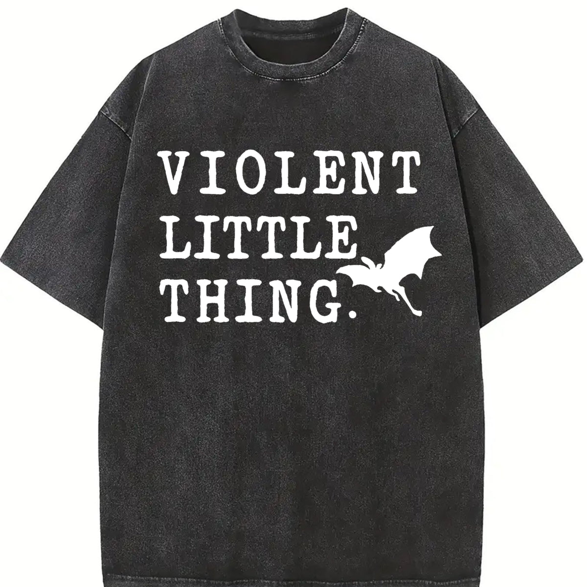 Violent Little Thing Basgiath War College Fourth Wing vintage washed oversized T-shirt in Black