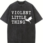 Violent Little Thing Basgiath War College Fourth Wing vintage washed oversized T-shirt in Black