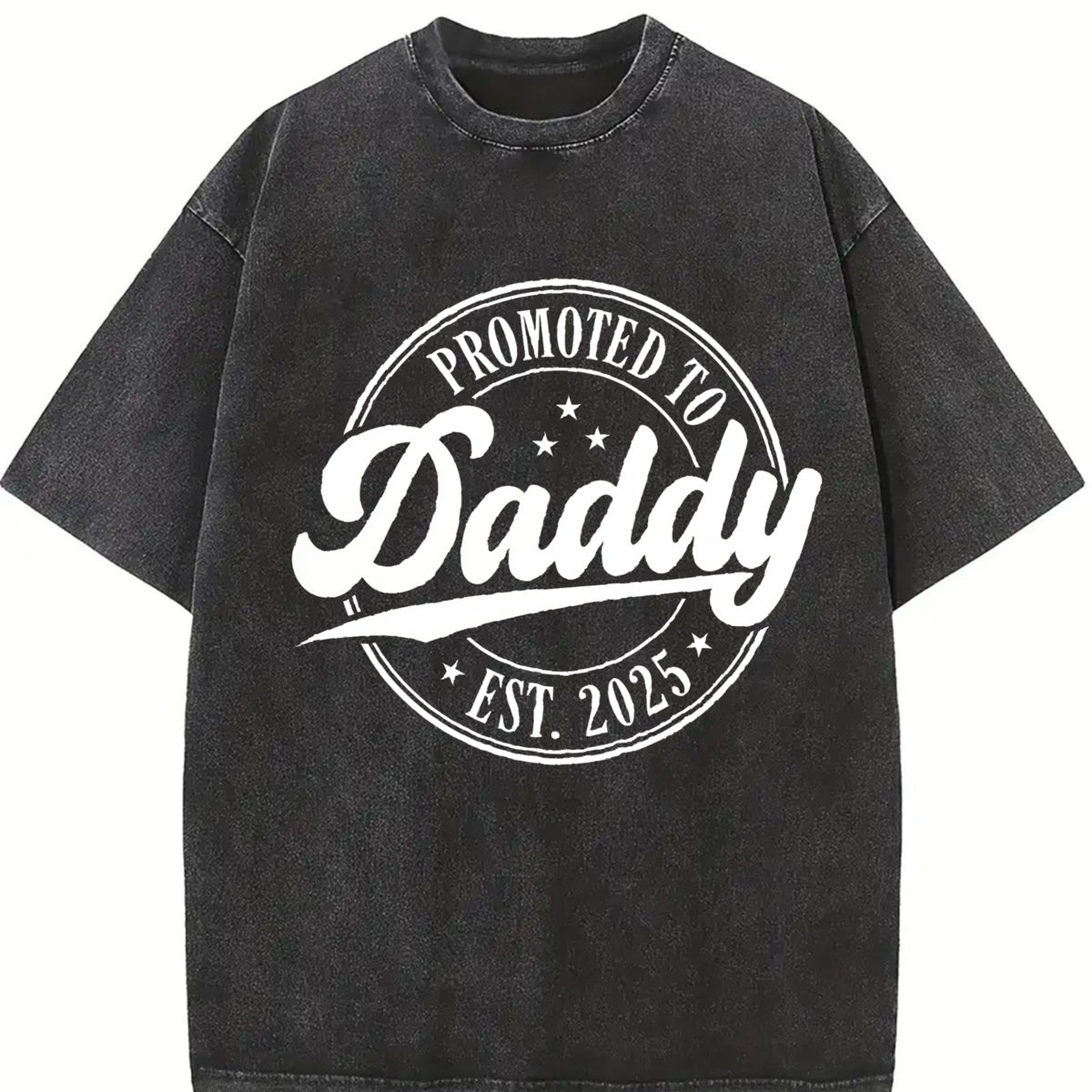 Promoted to Daddy Est 2026 Dad Vintage Washed T-Shirt in Black