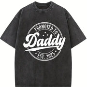 Promoted to Daddy Est 2026 Dad Vintage Washed T-Shirt in Black