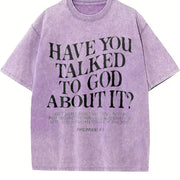 Have You Ever Talked to God about This? God Christianity vintage washed oversized T-shirt in Purple