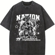 Nation Snake Skull Vintage Washed T-Shirt in Black