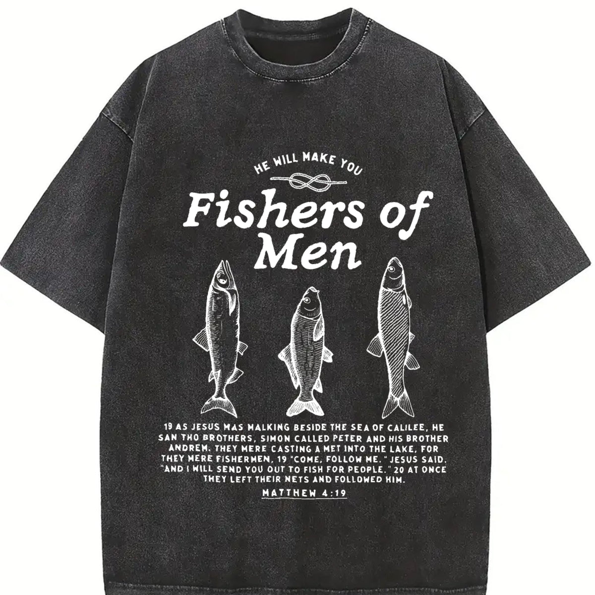 Fishers of Christian Vintage Washed T-Shirt in Black