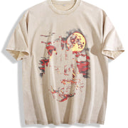 Medieval Dark Fantasy Castle Vintage Washed T-Shirt in Beige