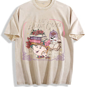 Belle's Book Club Book Cafe vintage washed oversized T-shirt in Beige