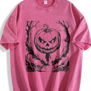 Retro Halloween Scene 90s Vintage Washed T-Shirt in Red