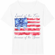 Land of the Free Because of the Brave Memorial Day 4th Of Cotton T-Shirt in White