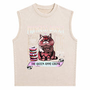Dungeon Crawler Carl for Retro Princess Donut Book Lovers Vintage Washed Tank Top in Beige
