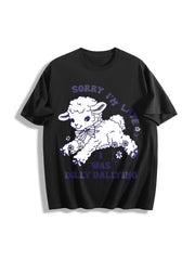 Dilly Dallying Sorry I'm Late Cotton T-Shirt in Black