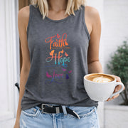 Faith Hope Love Women's Color Cotton Tank Top in Gray