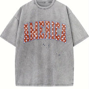 America Patriotic Red vintage washed oversized T-shirt in Gray